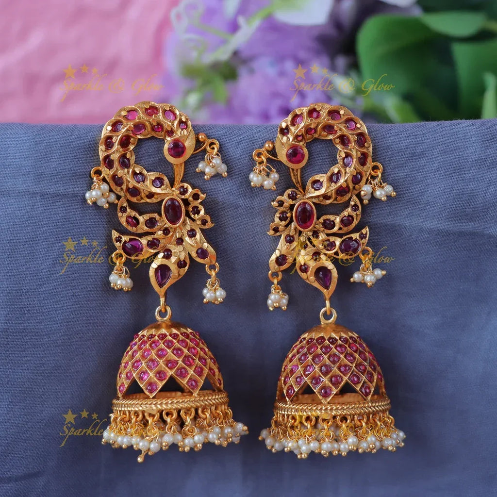Glamorous Floral Jhumka Earrings for Festive Glam