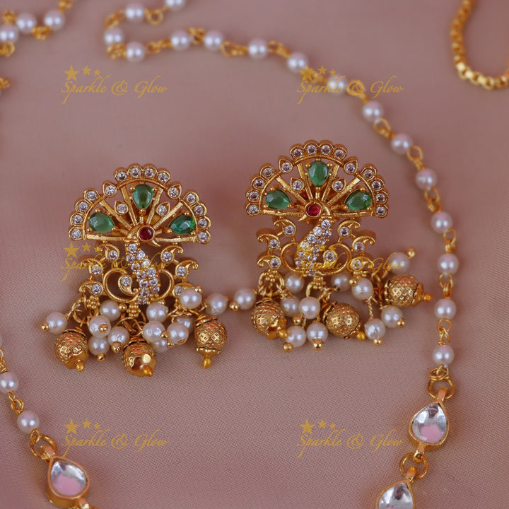 Elegant Pearl Necklace with Peacock Pendant Charm