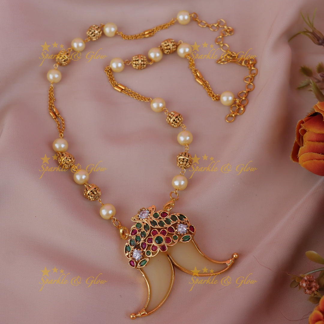 Pearl & Gold Jadau Necklace - Festive Elegance