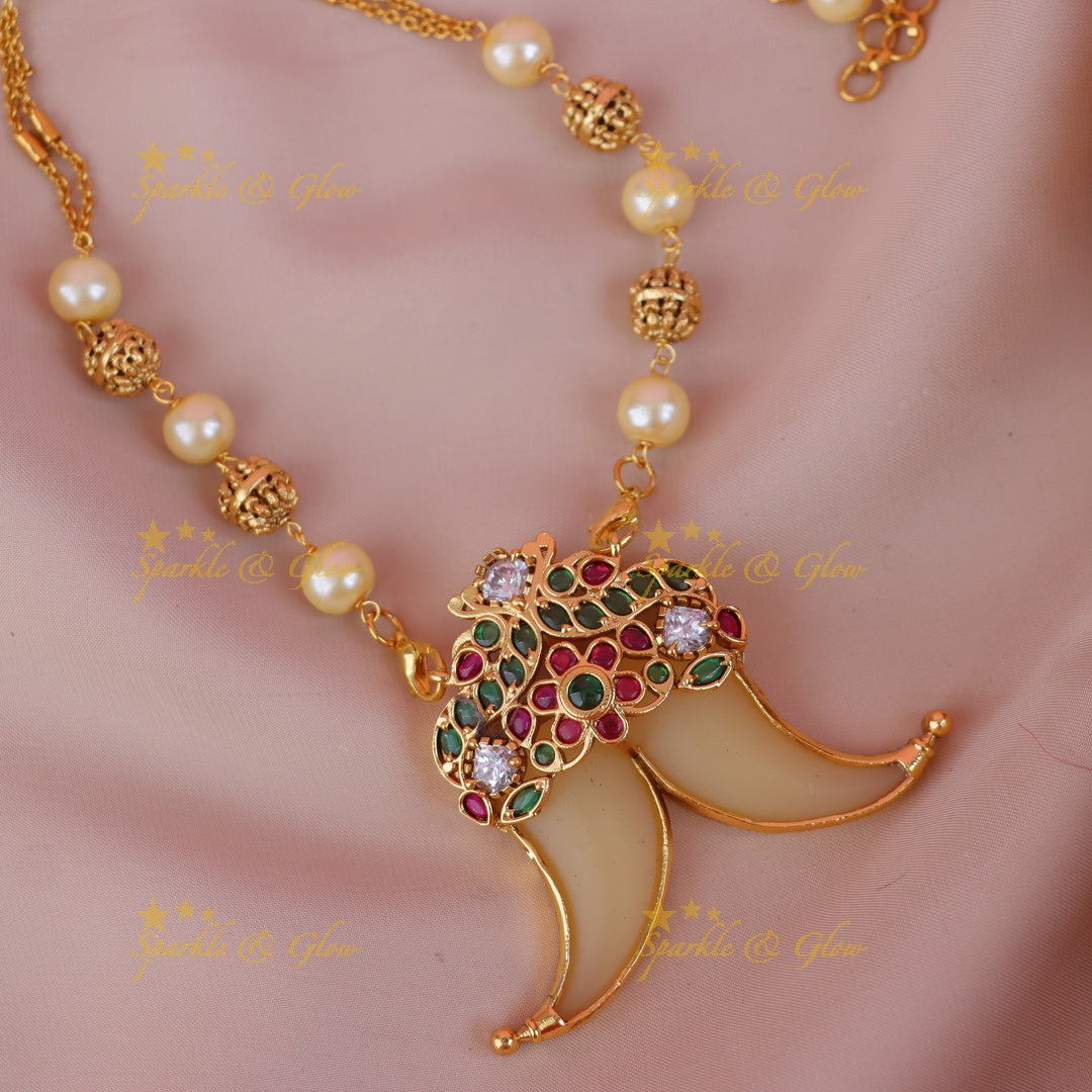 Pearl & Gold Jadau Necklace - Festive Elegance