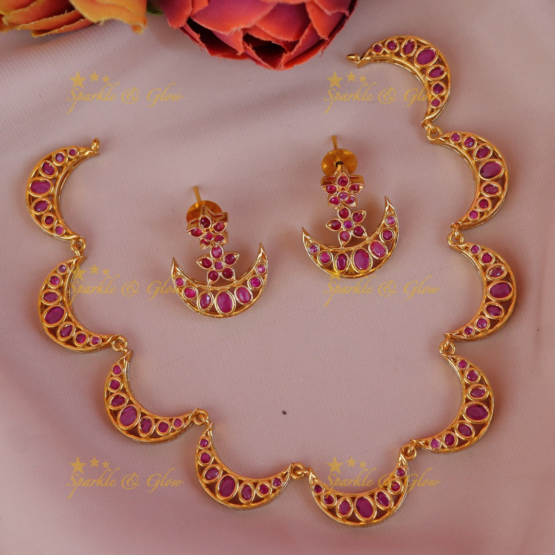 Exquisite Floral Moon Jewellery Set - Premium Design