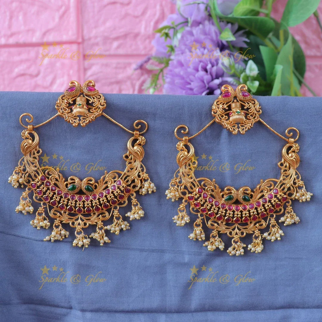 Exquisite Peacock Pearl Chandbali Earrings | Latest Collection