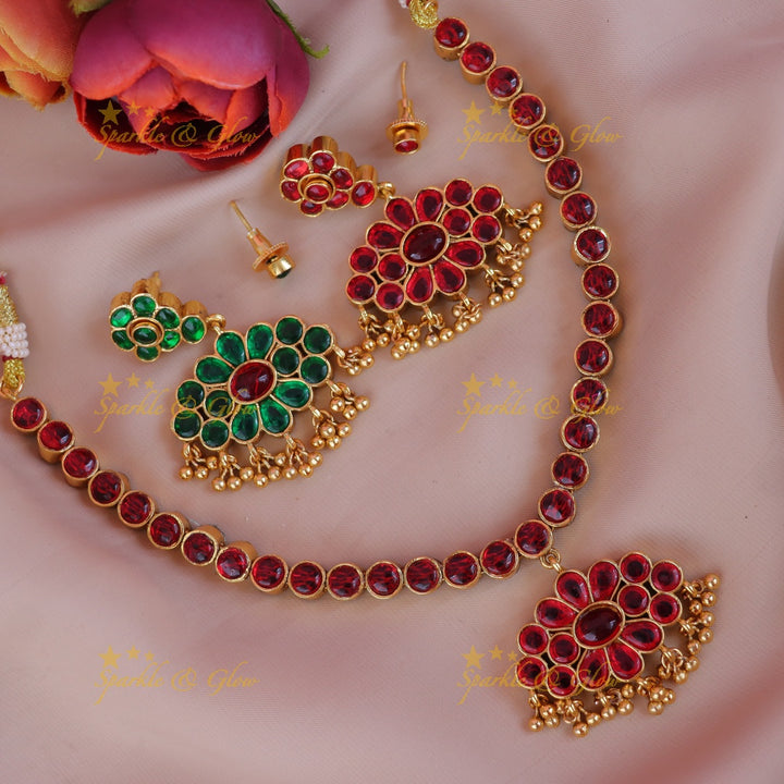 Exquisite Gold Bead Floral Necklace - Perfect for Celebrations