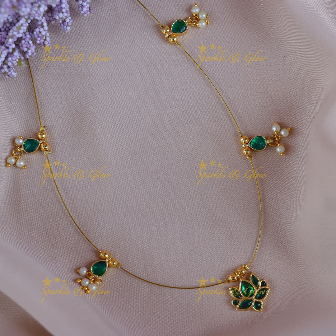 Exquisite Jadau Lotus Necklace for Weddings & Festivals