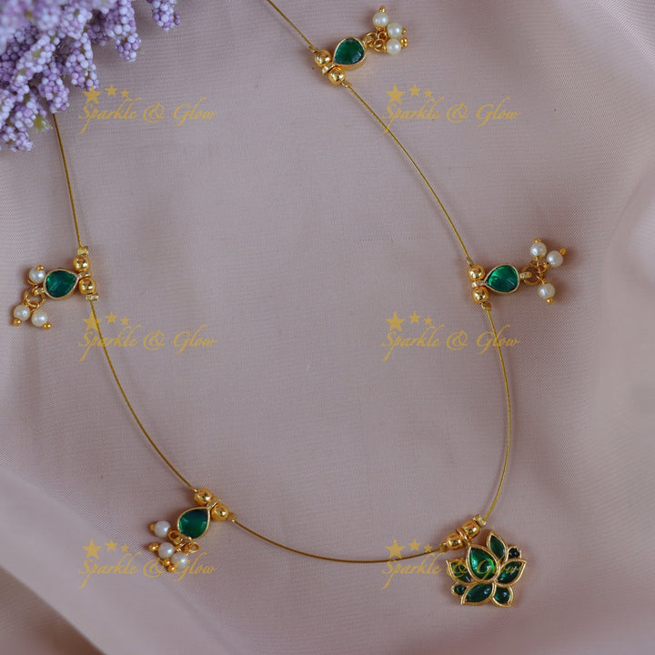 Exquisite Jadau Lotus Necklace for Weddings & Festivals