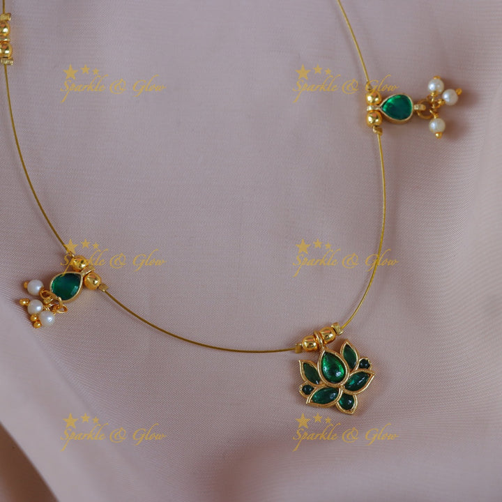 Exquisite Jadau Lotus Necklace for Weddings & Festivals