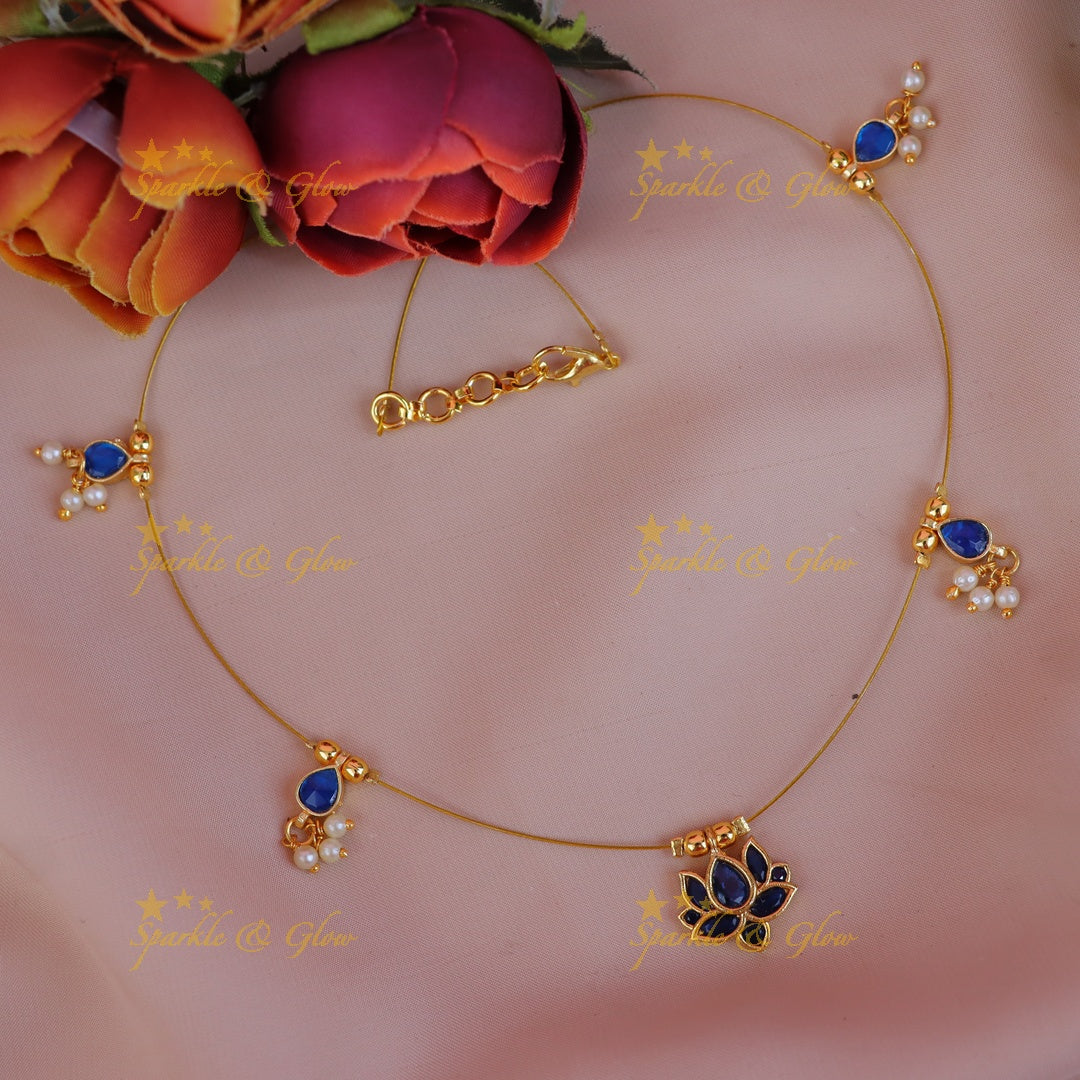 Exquisite Jadau Lotus Necklace for Weddings & Festivals