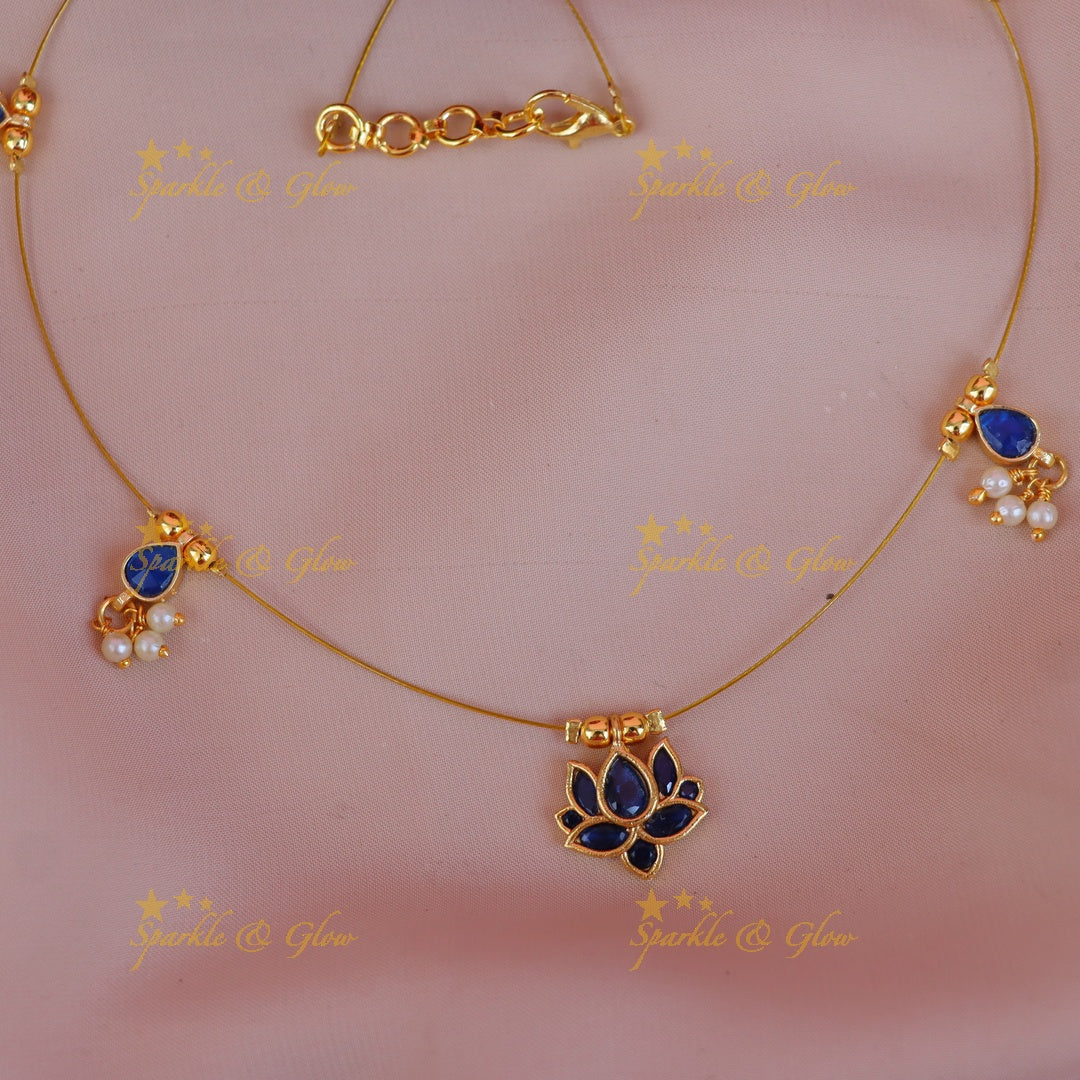 Exquisite Jadau Lotus Necklace for Weddings & Festivals