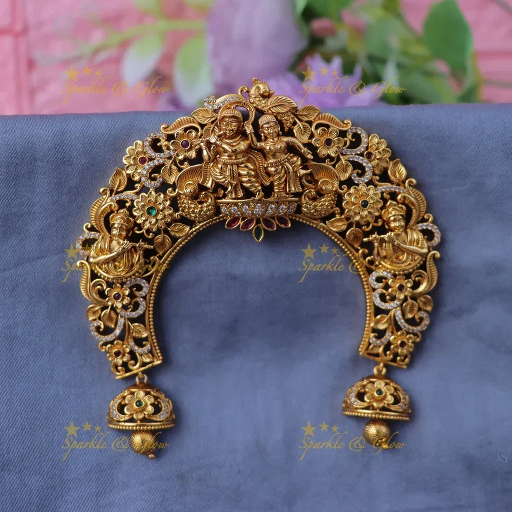 Exquisite Radha Krishna Jhumka hair pin for Timeless Elegance