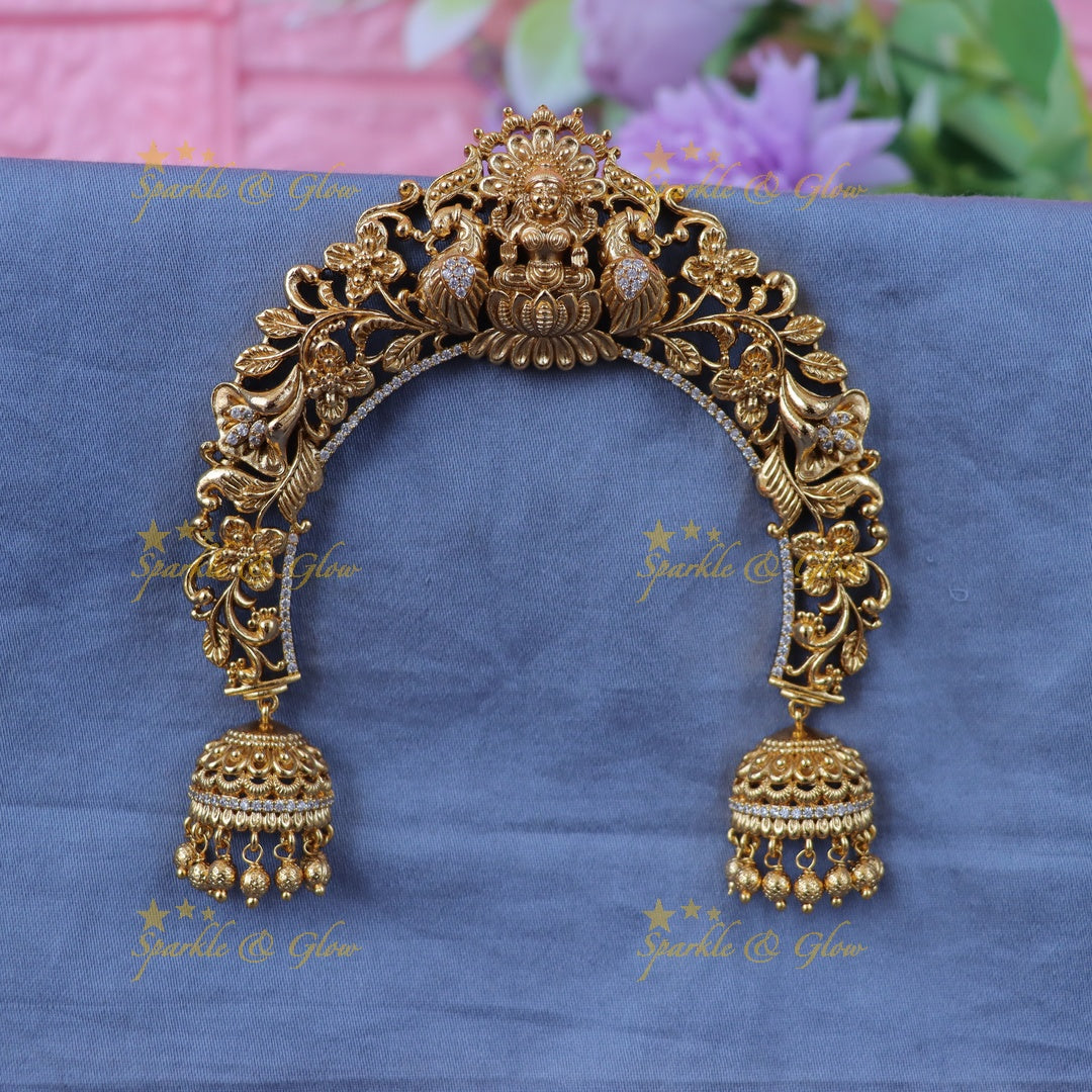Exquisite Lakshmi Peacock Temple Hair Accessory - Elegance Redefined