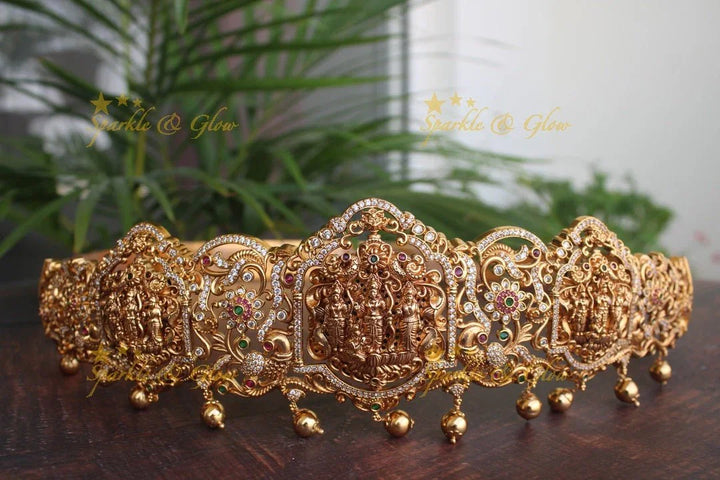Gold alike two in one rotatable Ram parivar and lakshmi hipbelt - Sparkle and Glow