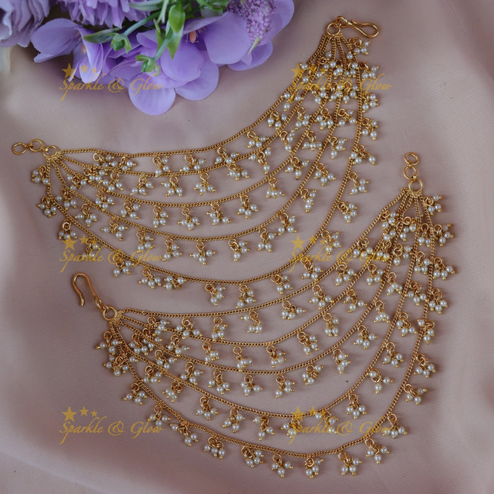 Exquisite Gold-Layered Earchain for Weddings & Festivities