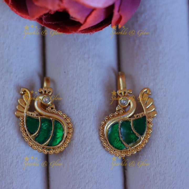 Exquisite Peacock Bugadi Earrings - Festive Elegance