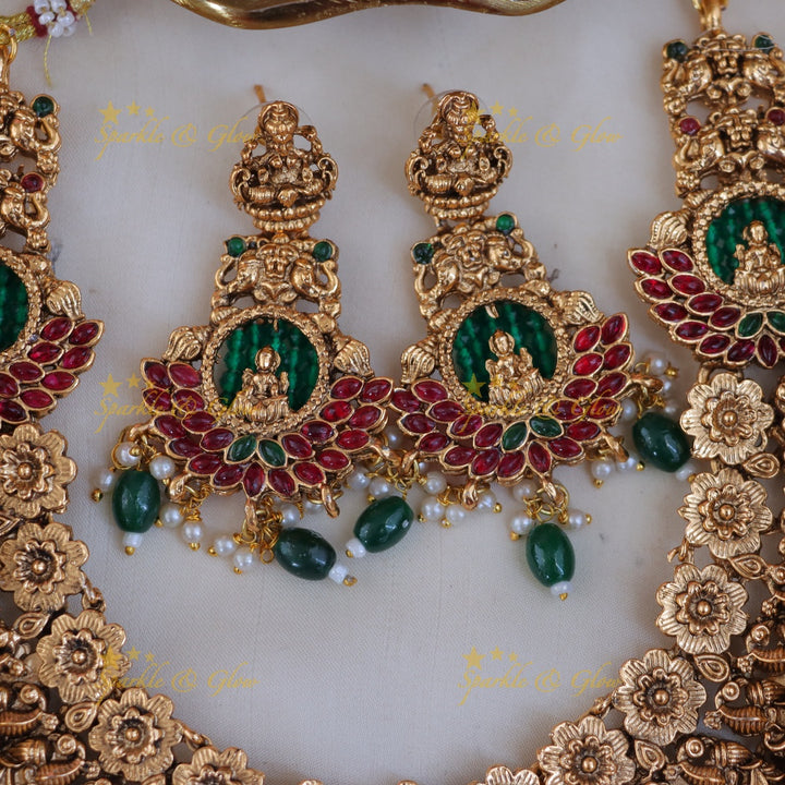 Exquisite Peacock Temple Bridal Necklace Set