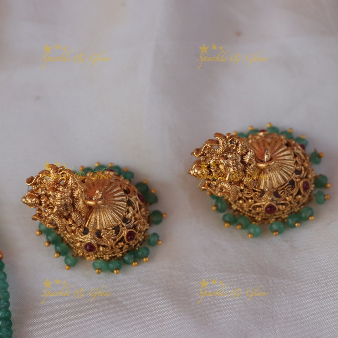 Exquisite Green Gold Beaded Necklace | Sparkle & Glow