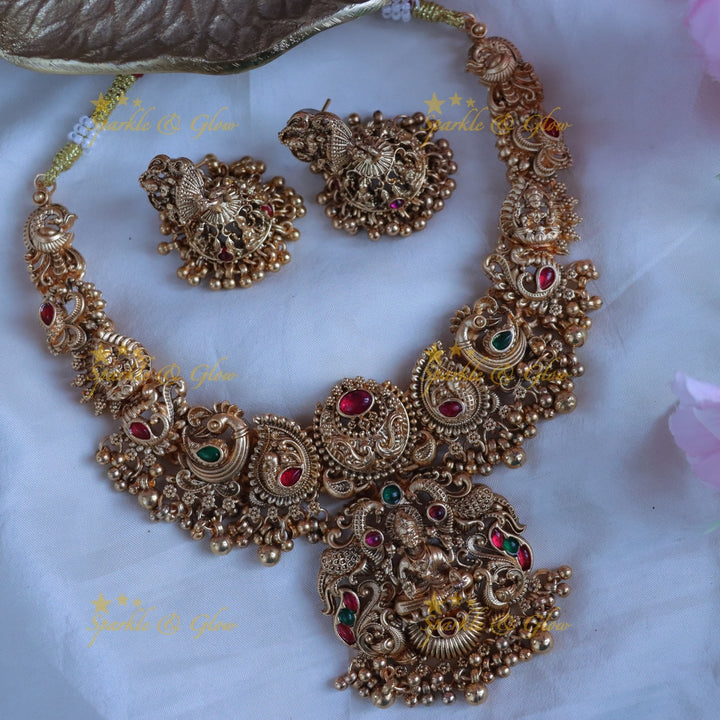 Exquisite Mango Lakshmi Necklace - Temple Inspired Design