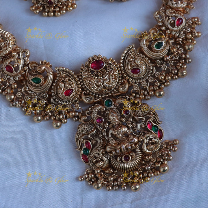 Exquisite Mango Lakshmi Necklace - Temple Inspired Design