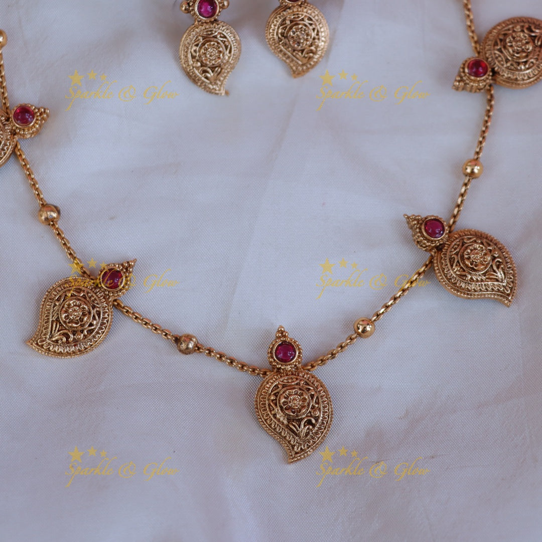 Mango Motif Necklace - Festive Gold Elegance