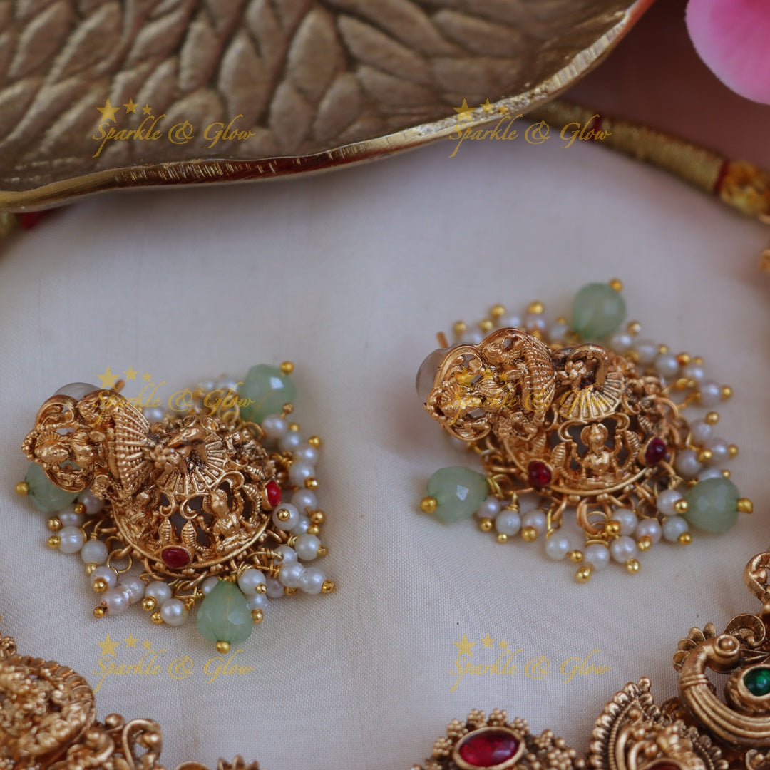 Exquisite Mango Lakshmi Necklace - Temple Inspired Design