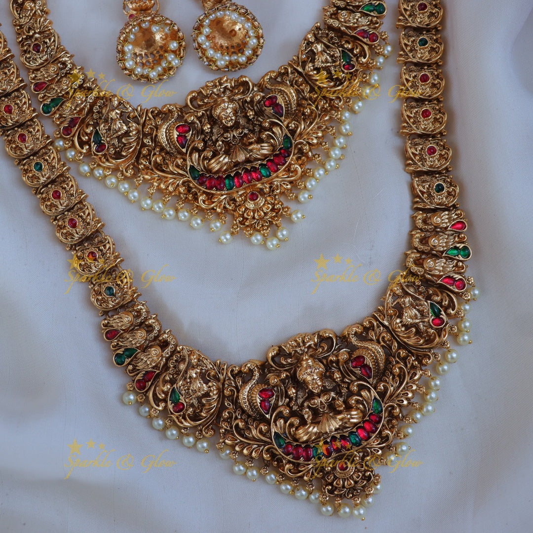 Exquisite Lakshmi Peacock Bridal Necklace Set - Premium Design