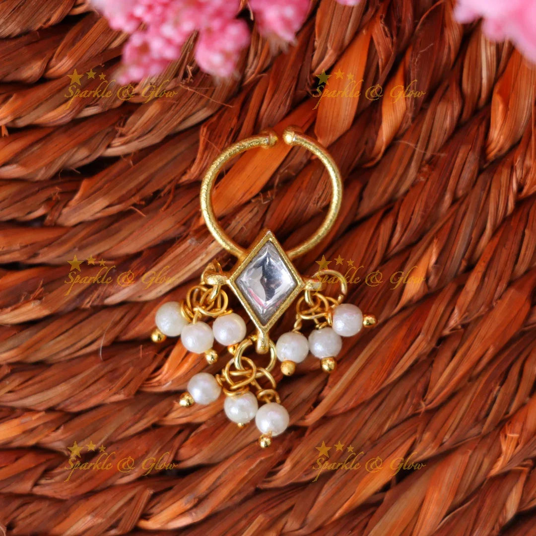 Exquisite Gold Jadau Nose Ring for Stunning Weddings