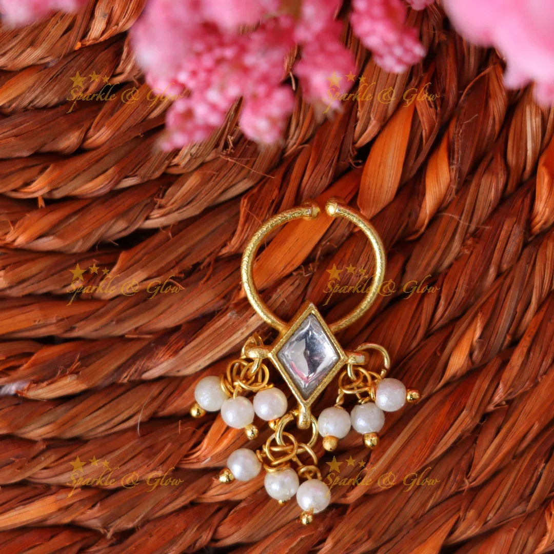 Exquisite Gold Jadau Nose Ring for Stunning Weddings
