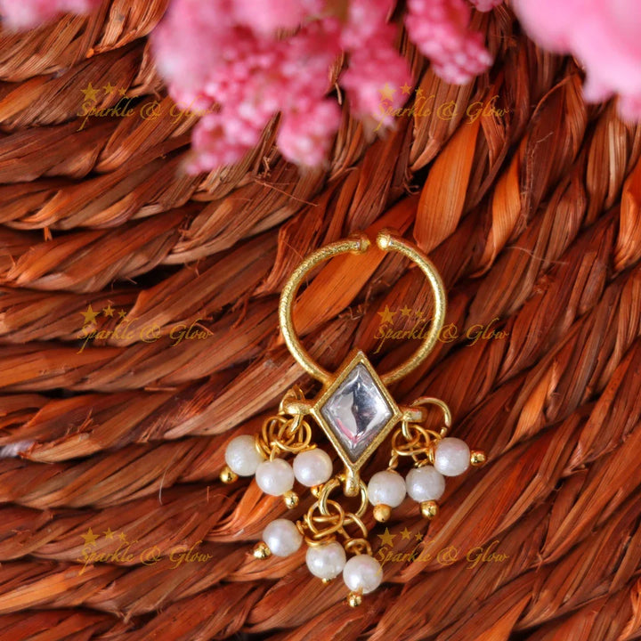 Exquisite Gold Jadau Nose Ring for Stunning Weddings