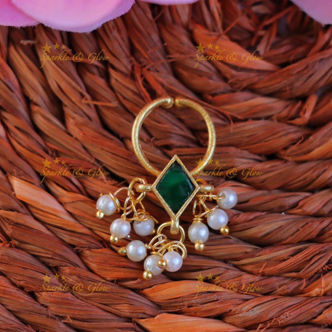 Exquisite Gold Jadau Nose Ring for Stunning Weddings