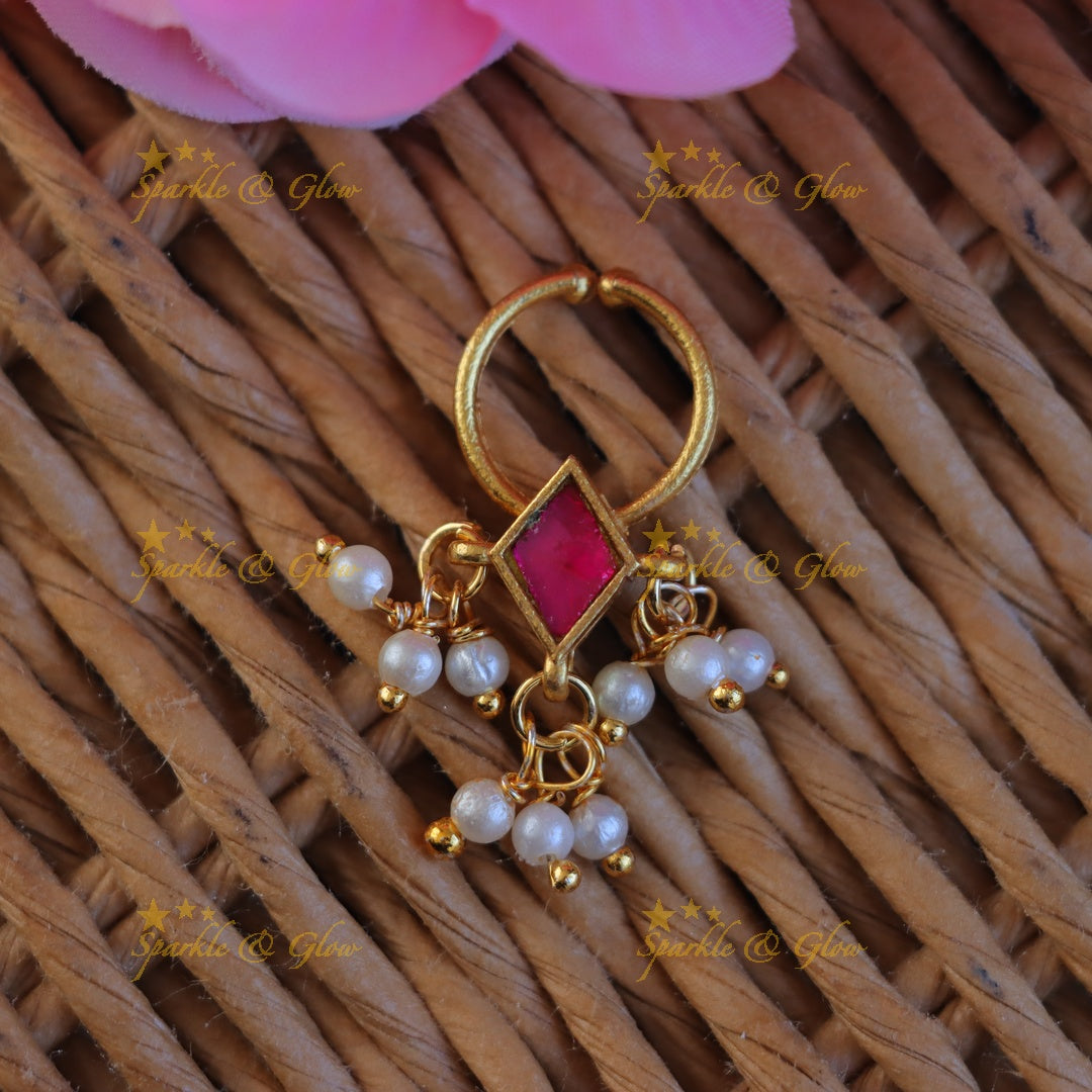 Exquisite Gold Jadau Nose Ring for Stunning Weddings