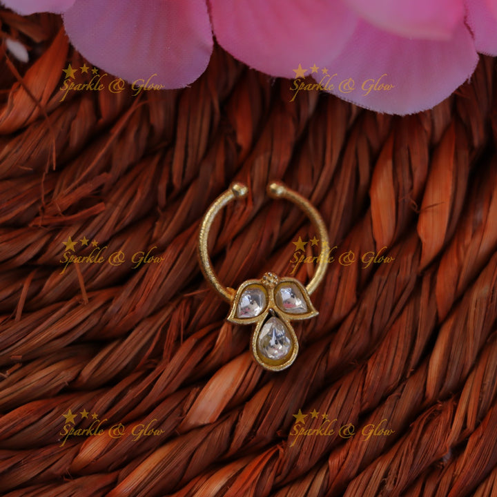 Exquisite Jadau Nose Ring with Stones – Shop Now