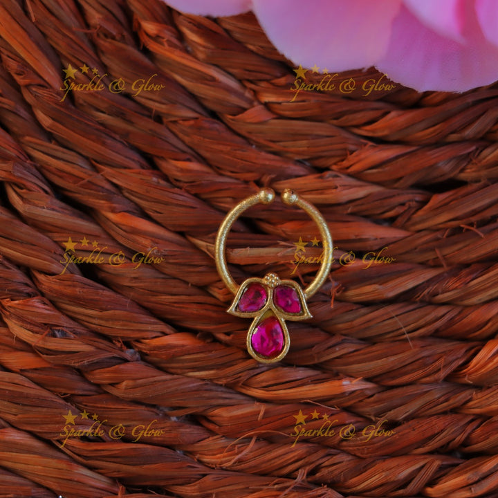 Exquisite Jadau Nose Ring with Stones – Shop Now