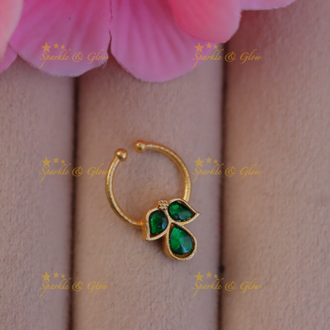 Exquisite Jadau Nose Ring with Stones – Shop Now