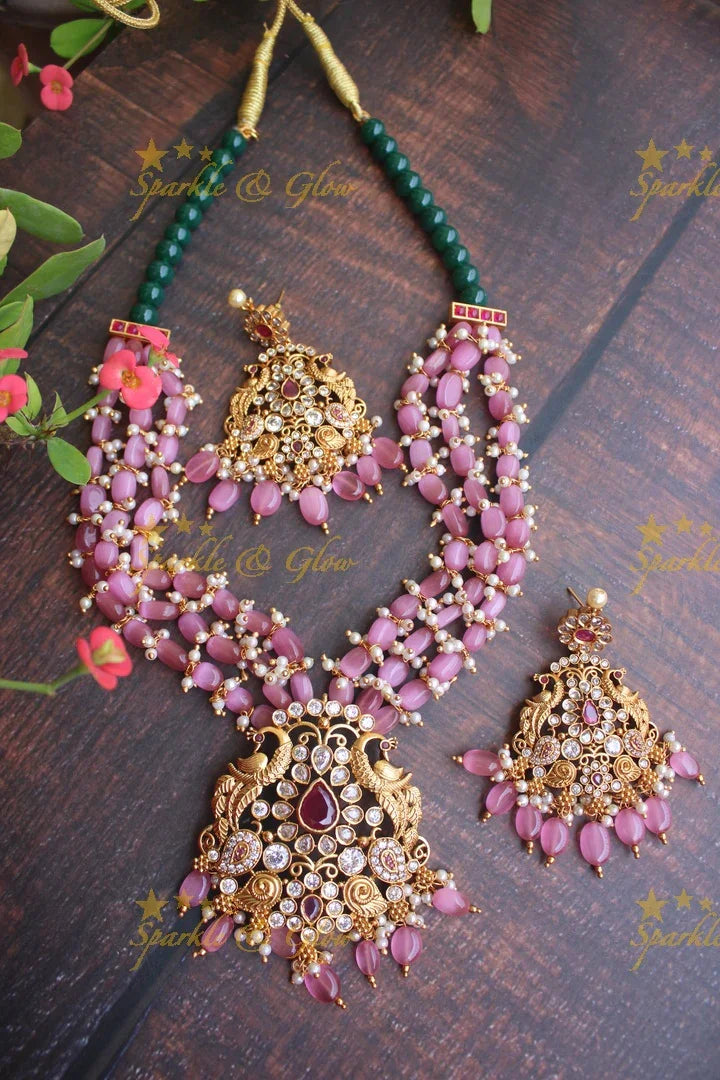Statement beaded peacock haram - Green - Sparkle and Glow