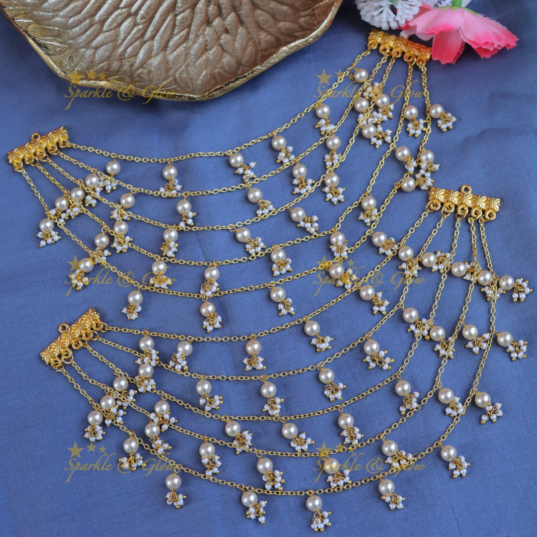 Exquisite Pearl Gold Earchain - Perfect for Weddings