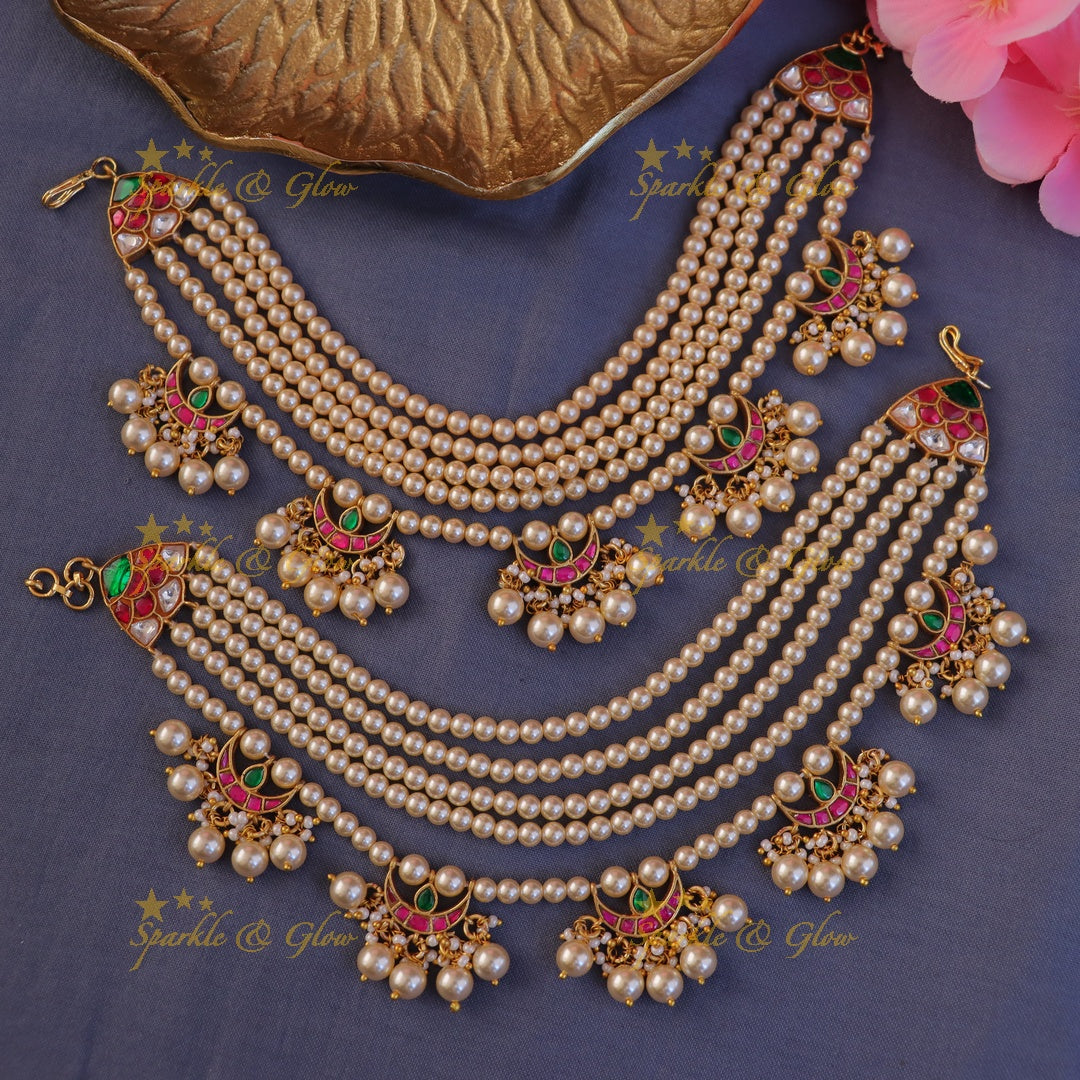 Exquisite Pearl Jadau Ear Chain for Festive Glamour