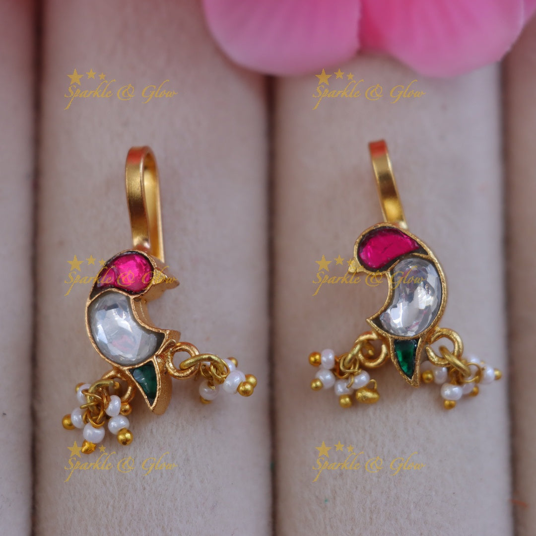 Parrot Jadau Bugadi Earrings - Festive Glamour Redefined