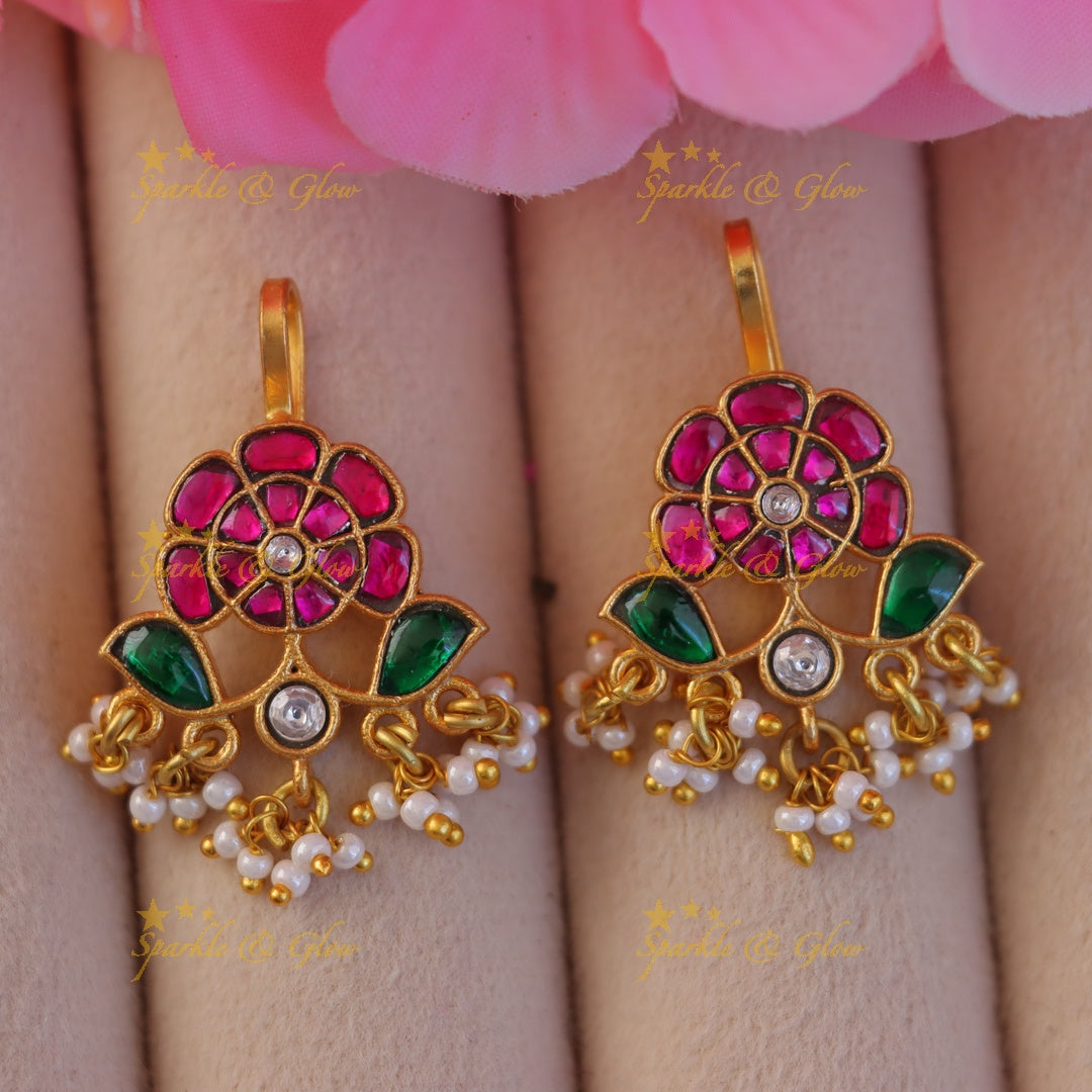 Radiant Floral Jadau Bugadi Earrings for Festive Glamour