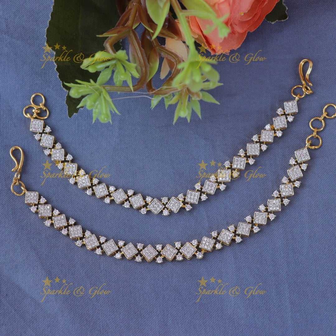 Stunning Gold GJ Polish Ear Chain for Celebrations