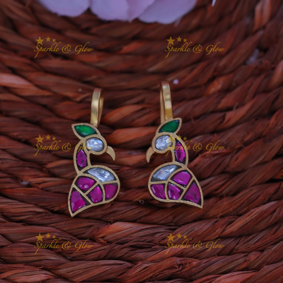 Exquisite Jadau Peacock Bugadi Earrings for Festive Elegance