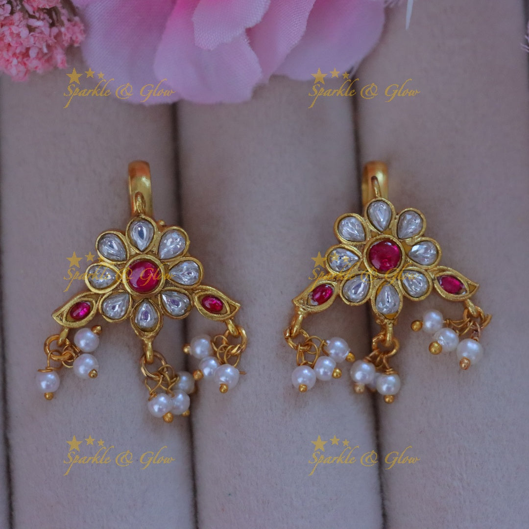 Elegant Floral Bugadi Earrings in Gold – Perfect for Events