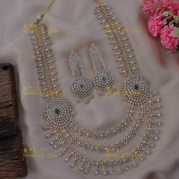 Exquisite Gold Polish Layered Necklace Set with Earrings