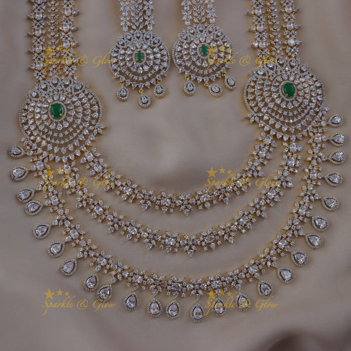 Exquisite Gold Polish Layered Necklace Set with Earrings