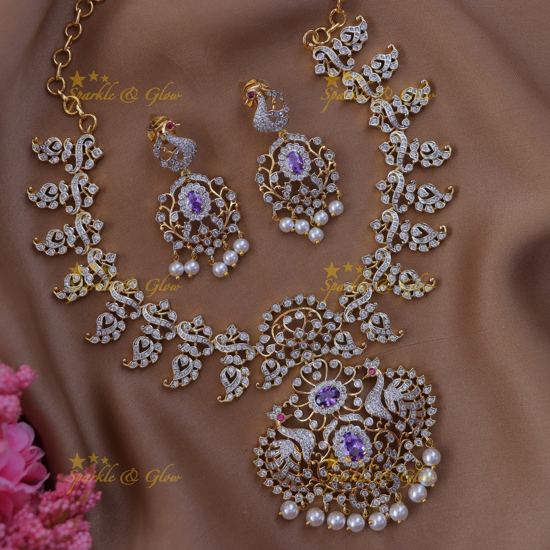 Exquisite Peacock Mango Necklace Set for Festive Glamour