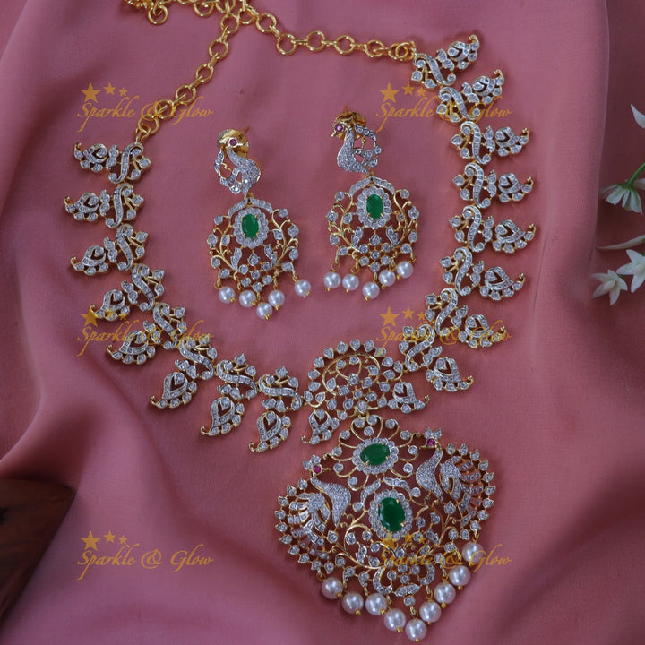 Exquisite Peacock Mango Necklace Set for Festive Glamour