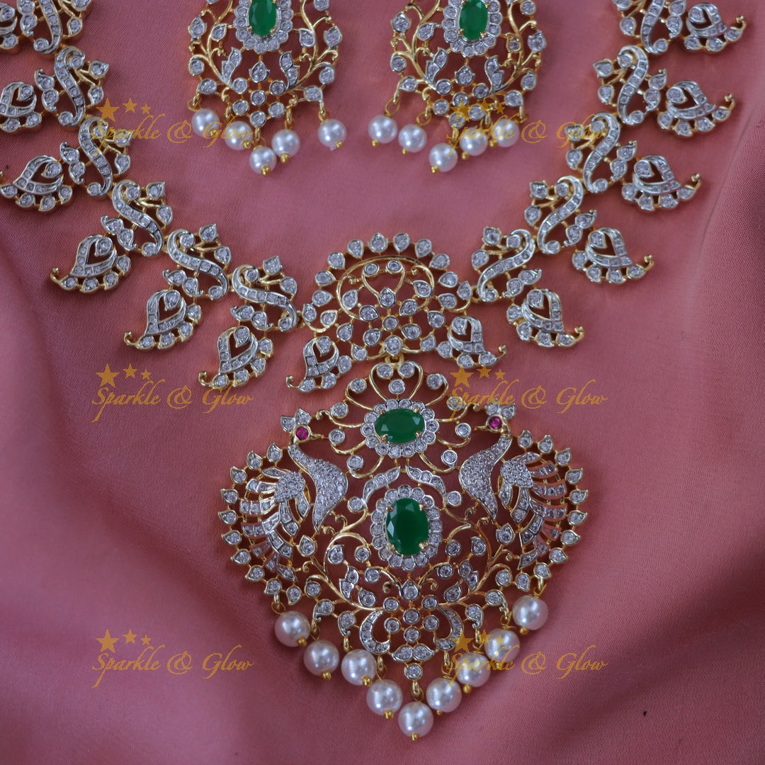 Exquisite Peacock Mango Necklace Set for Festive Glamour