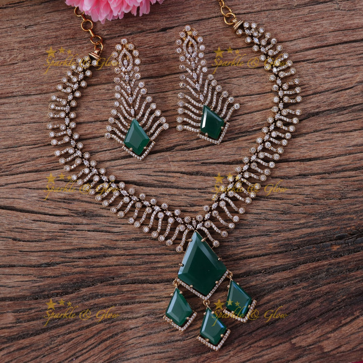 Exquisite AD Stone Necklace Set for Festive Elegance