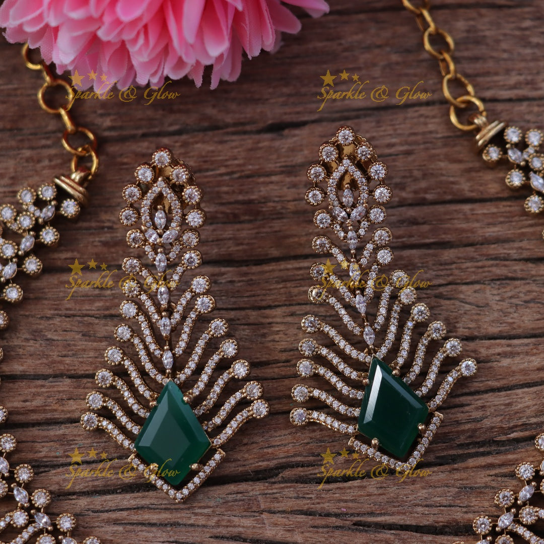 Exquisite AD Stone Necklace Set for Festive Elegance