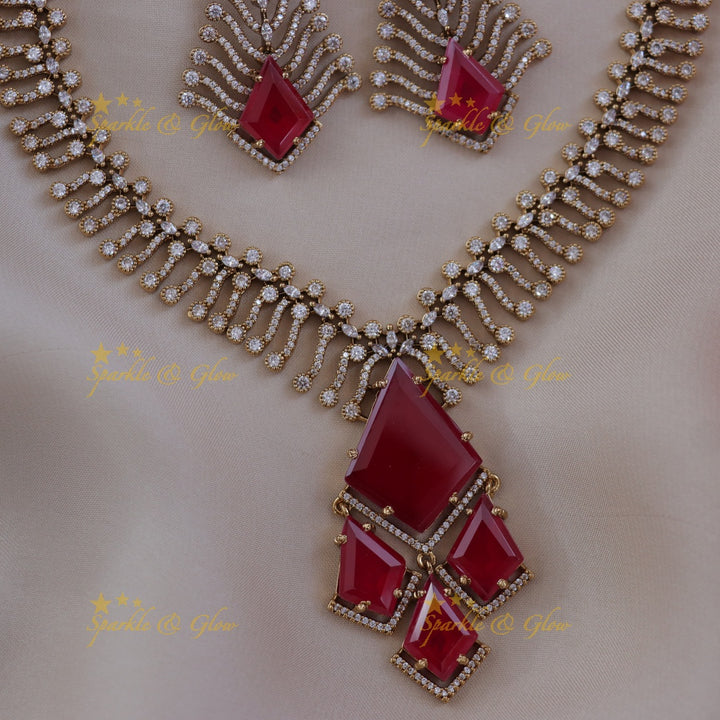 Exquisite AD Stone Necklace Set for Festive Elegance