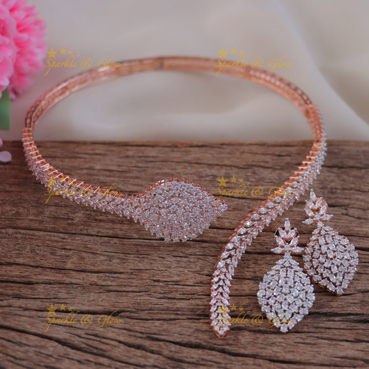 Elegant American Diamond Short Necklace for Festivities