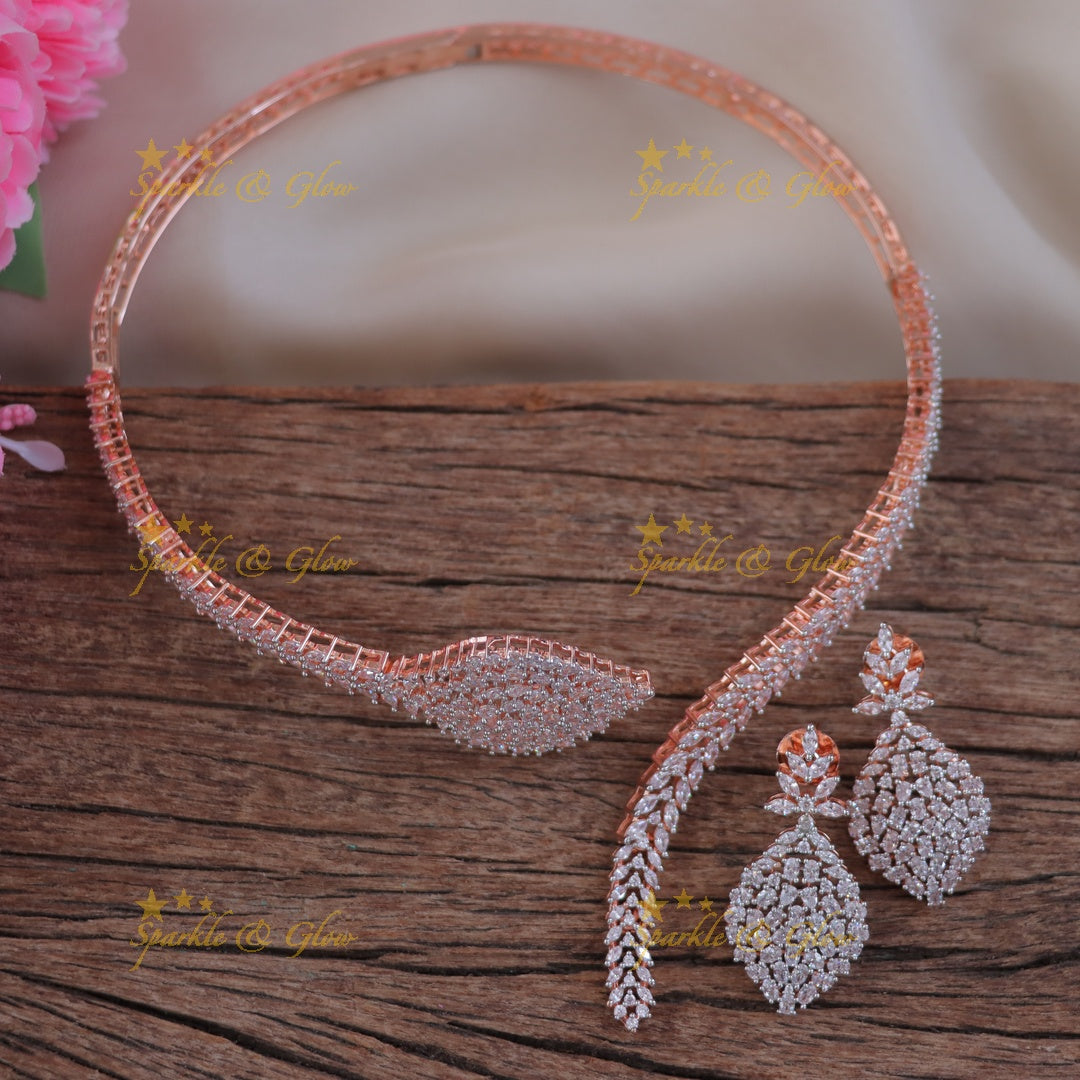 Elegant American Diamond Short Necklace for Festivities